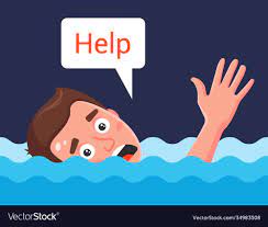 help - drowning man cartoon